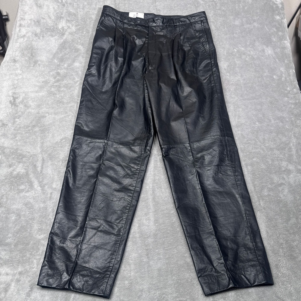 Vintage Club 4openers Pants 38 (Fits 36x32) Genuine Leather Pleated‎ Biker